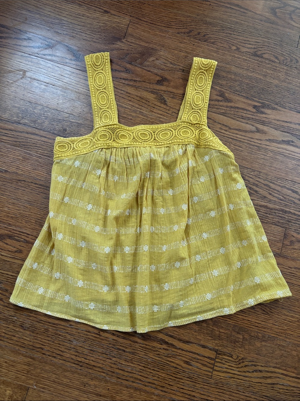 Mustard Yellow Crochet-Trim Tank Top